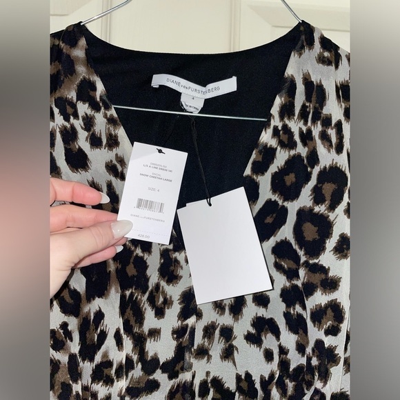 New Diane Von Furstenberg Snow- Cheetah A-line Silk dress ✨Sz 4 - Picture 8 of 12